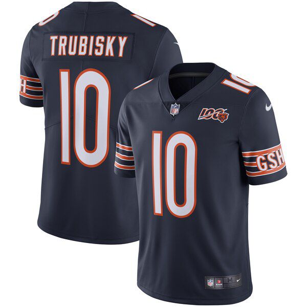 Men Chicago Bears 10 Trubisky Blue Nike 2019 100th Season Alternate Classic Retired Player Limited NFL Jerseys